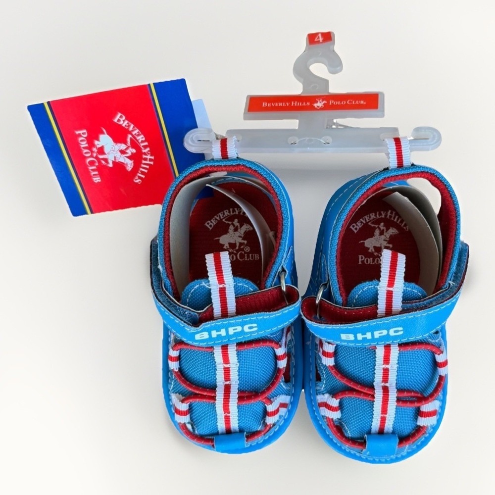 Beverly Hills Polo Club Josmo Sandals Toddler Boys Sz 4 Infant Blue Red Newborn